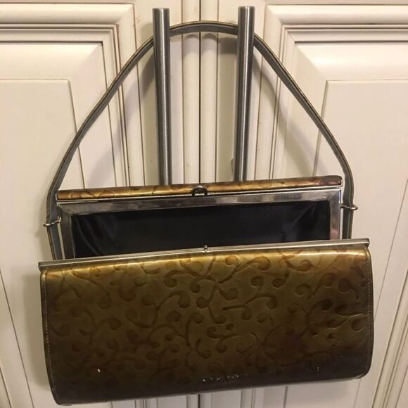 VINTAGE TAPESTRY BOX PURSE CLUTCH WITH METAL - Picture 3 of 6